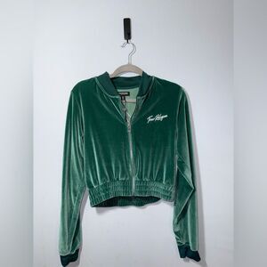 True religion bomber velour  Zip Up Bomber Jacket Size Large NWOT emerald green